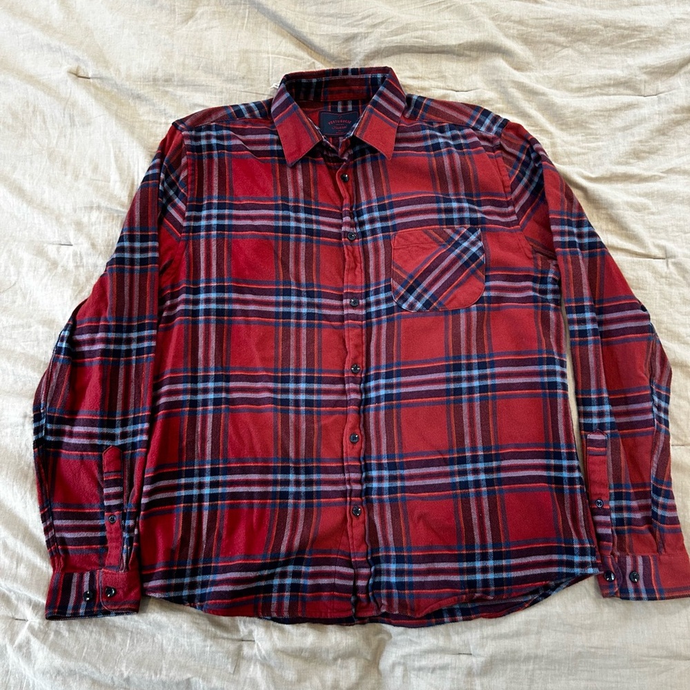Portuguese Flannel L button down (runs small - see measurements)